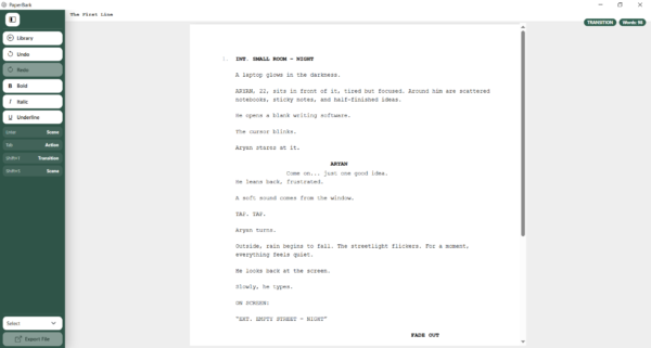website screen shot for main page Screenwriting Software for Windows (PK)